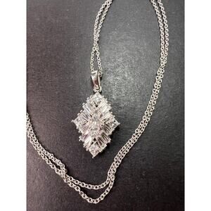 Swarovski zirconia rhodium over sterling silver pendant and chain necklace